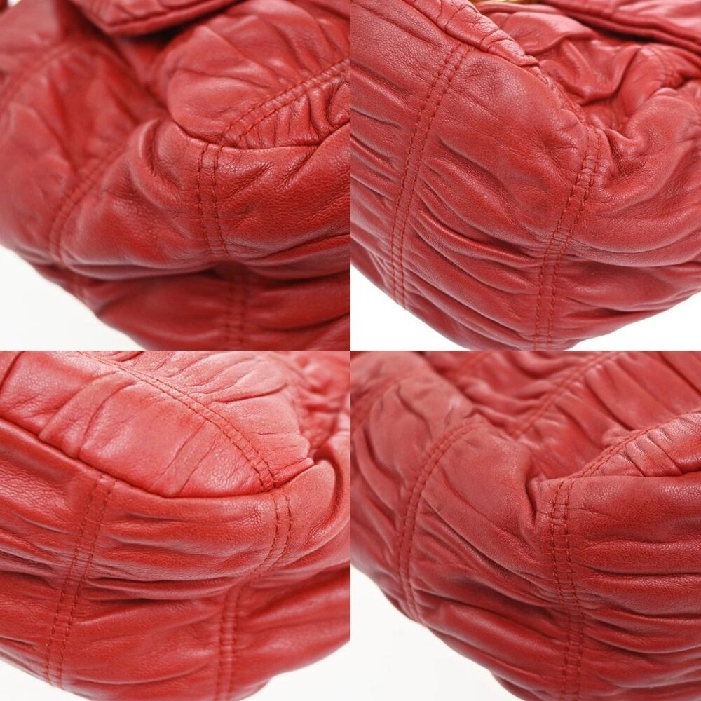 PRADA Logo Shoulder Hand Bag Nappa Leather Red GHW Italy 78CA652 - Picture 14 of 16